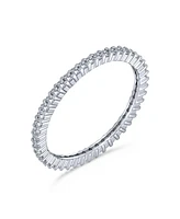 Bling Jewelry Cz Cubic Zirconia Stackable Eternity 2MM Band Ring Gold Plated .925 Sterling Silver