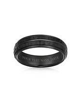 Bling Jewelry Stripe Grooved Solid Black Matt Hammered Titanium Band Ring Comfort Fit