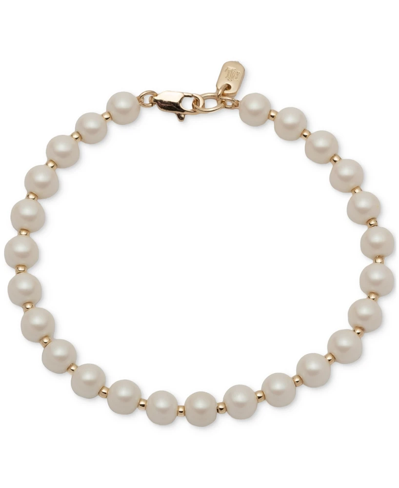 Lauren Ralph Lauren Gold-Tone Imitation Pearl Flex Bracelet