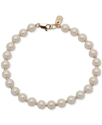 Lauren Ralph Lauren Gold-Tone Imitation Pearl Flex Bracelet