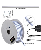 DELight 100FT Rgb Led Strip Neon Rope Lights App Control w/ 10Pcs Pvc Channel