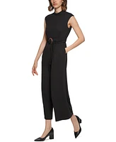 Calvin Klein Women's Crepe Belted Straight-Leg Jumpsuit