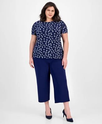 Ak Anne Klein Plus Size Tulip Sleeve Top Pull On Pants