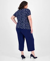 Ak Anne Klein Plus Size Tulip Sleeve Top Pull On Pants