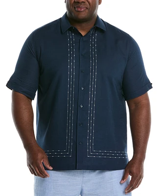 Cubavera Men's Big & Tall Classic-Fit L-Shape Embroidered Linen Blend Button-Down Shirt