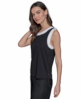 Karl Lagerfeld Paris Women's Contrast-Trim Sleeveless Top