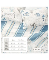 Linery & Co. Reversible Stripe and Coastal Quilt Set with Shams