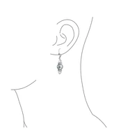 Bling Jewelry Rondelle Faceted Crystal Dangle Drop Lever Back Imitation Pearl Earrings .925 Sterling Silver