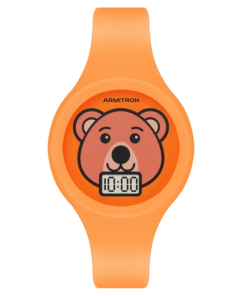 Armitron Kid's Quartz Happy Pals Orange Silicone Watch, 38mm