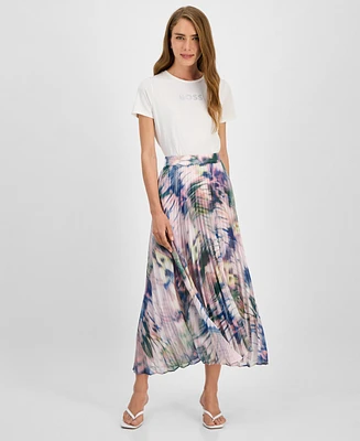 Boss Orange Women's Printed Pleated Midi Skirt
