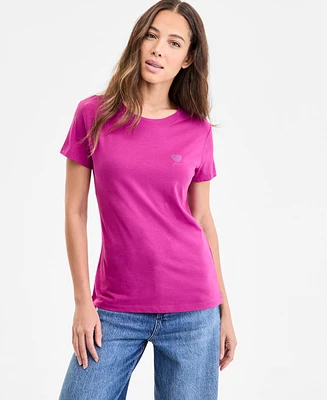 Boss Orange Women's Cotton Embellished Heart Logo T-Shirt
