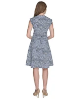 Tommy Hilfiger Women's Paisley-Print Cap-Sleeve V-Neck Hopsack Dress
