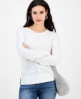 I.n.c. International Concepts Petite Pointelle Crewneck Sweater, Exclusively at Macy's