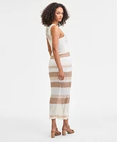 Bar Iii Women's Striped Crochet Tank Dress, Exclusively at Macy's