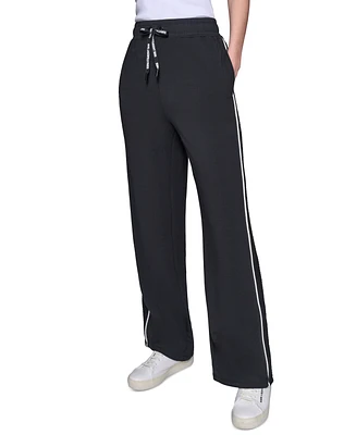 Karl Lagerfeld Paris Women's Mesh-Trim Wide-Leg Pants