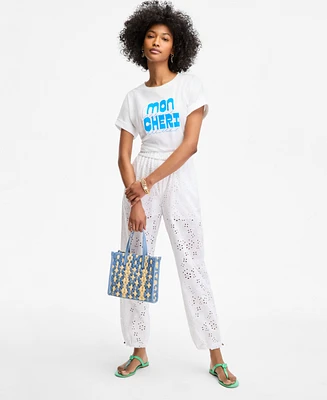 On 34th Women's Cotton Eyelet Pull-On Joggers, Exclusively at Macy's