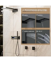 Mondawe Thermostatic Wall Mounted Complete Shower System with Digital Display and Body Jets