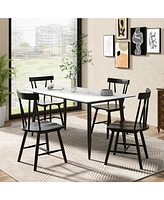 Windsor Style Armless Chairs with Solid Rubber Wood Frame