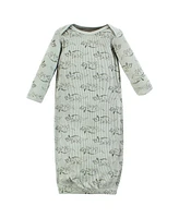 Hudson Baby Boys Thermal Gown 3pk, Sage Dinosaur