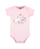 Hudson Baby Girls Cotton Bodysuits, Unicorn Dream World