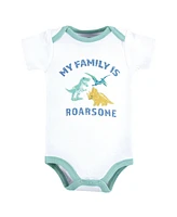 Hudson Baby Boys Cotton Bodysuits, Family Dino, 9-12 Months