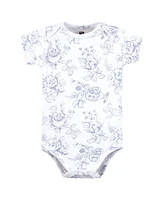 Hudson Baby Girls Cotton Bodysuits, Toile Floral, Months