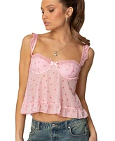 Edikted Women's Pipa Floral Sheer Mesh Bra Top