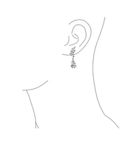 Bling Jewelry Prom Leaf Teardrop Dangle Chandelier Earrings Silver Cubic Zirconia 1.3 Inch