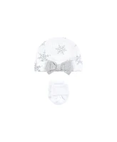 Hudson Baby Baby Girls Hudson Thermal Preemie Layette Set 4pc Short Sleeve Outfit, Snowflake, Preemie