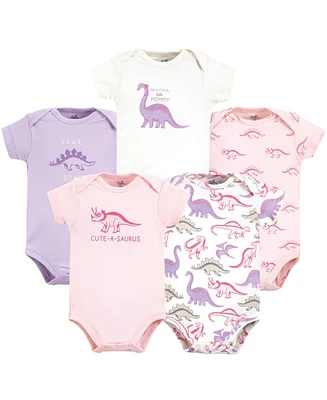 Touched by Nature Baby Girls Organic Cotton Bodysuits, Retro Dino, Preemie
