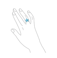 Bling Jewelry Nautical Tropical Beach Blue Created Opal Inlay Starfish Ring .925 Sterling Silver