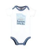 Hudson Baby Boys Cotton Bodysuits, Jawsome Bro, 9-12 Months