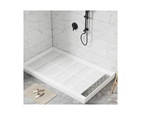 Casainc 60"W X 36"D Solid Surface Single Threshold Shower Base Anti-Slip Shower Pan