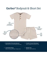 Gerber Baby Boys Henley Bodysuit and Shorts Set