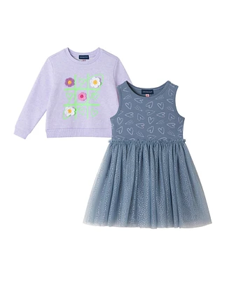 Andy & Evan Toddler Girls Toddler/Child Heart Print Jersey Dress and Sweatshirt Set