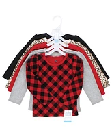 Hudson Baby Baby Girls Hudson Thermal Long Sleeve Tees 5pk, Buffalo Plaid Leopard, 6-12 Months