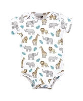 Hudson Baby Boys Cotton Bodysuits, Hello World Safari, Preemie