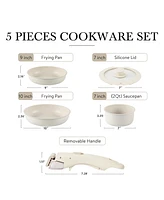 Carote Nonstick Cookware Sets, Non Stick Pots and Pans Set Detachable Handle, Kitchen Cookware Sets with Removable Handle, Stackable Rv Cookware for C
