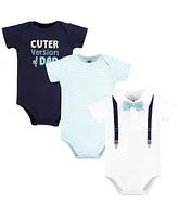 Hudson Baby Boys Cotton Bodysuits, Mint Navy Cuter Version, 9-12 Months