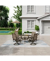 Mondawe Outdoor Cast Aluminum Swivel Rocking Chair with Textilene Seat and High Back (Set of 2)