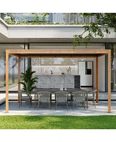 Mondawe 10x13FT Outdoor Aluminum Pergola Louvered Pergola