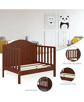 2-in-1 Classic Convertible Wooden Toddler Bed with 2 Side Guardrails for Extra Safety