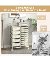 15-Drawer Utility Rolling Organizer Cart Multi-Use Storage