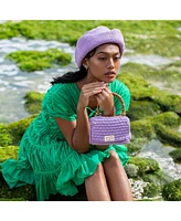 Airmail Mini Crochet Handbag In Mauve Purple