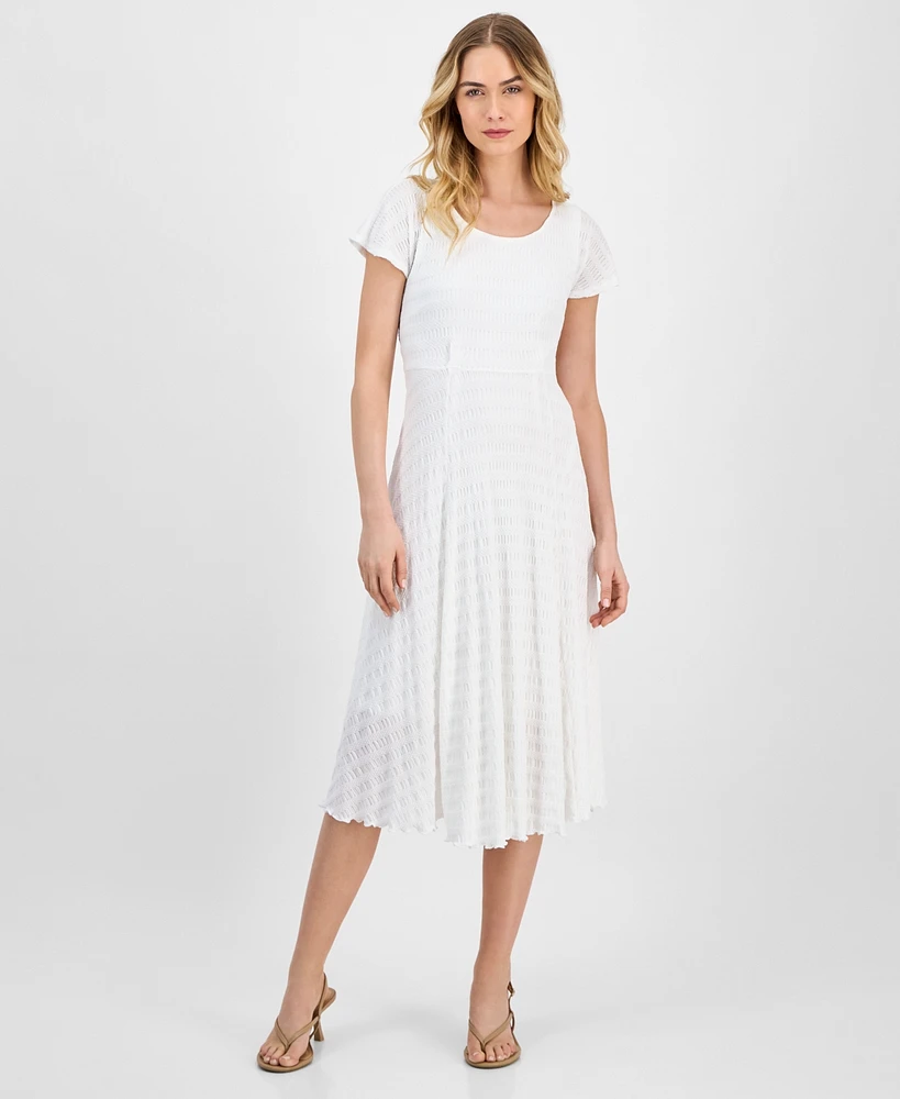 Robbie Bee Women's Fit & Flare Tie-Front Midi Dress