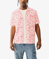 True Religion Men's Short Sleeve Camp Allover Print Shirt