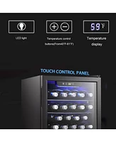 Zafro 24 Bottle Wine Cooler/Cabinet Beverage Refrigerator Small Mini Wine Cellar Beer Soda Clear Glass Door Bar Fridge Quiet Operation Compressor Adju