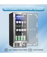 Cowsar 2.9 CuFt Beverage Cooler, 115-Can, Quiet, Glass Door, Safety Lock, Stainless Handle