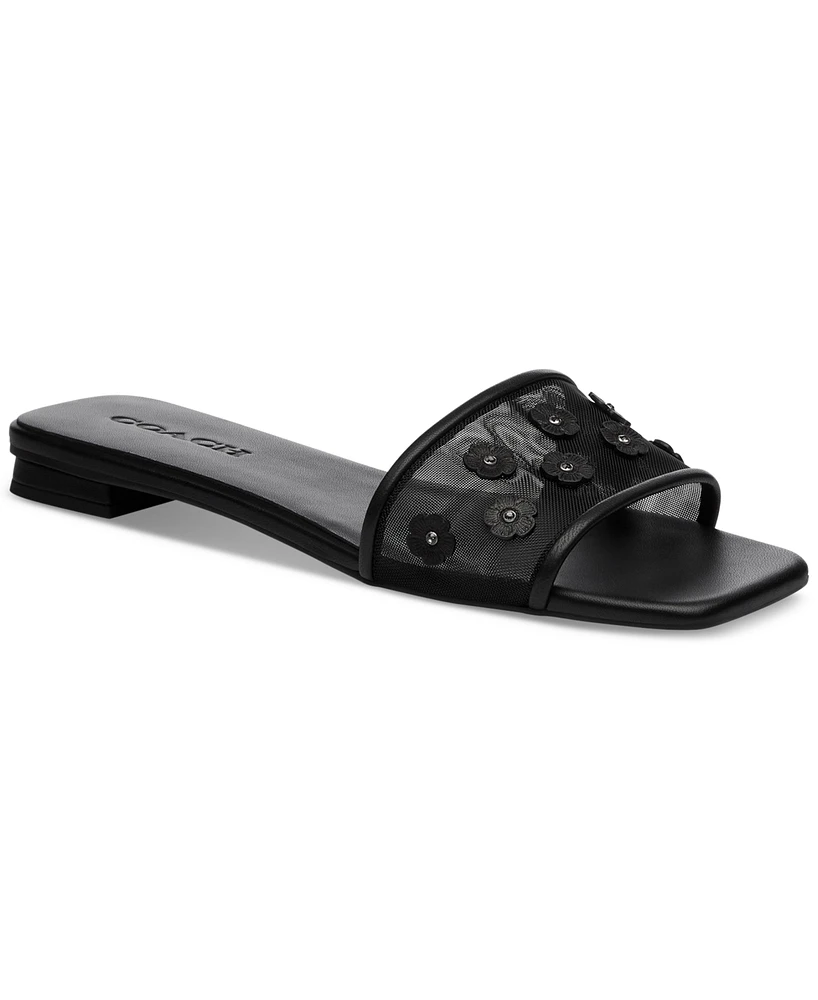 Coach Women's Tea Rose Mesh Flat Sandals