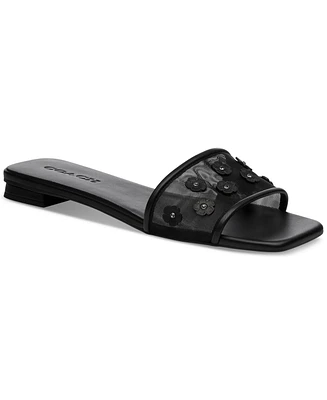 Coach Women's Tea Rose Mesh Flat Sandals